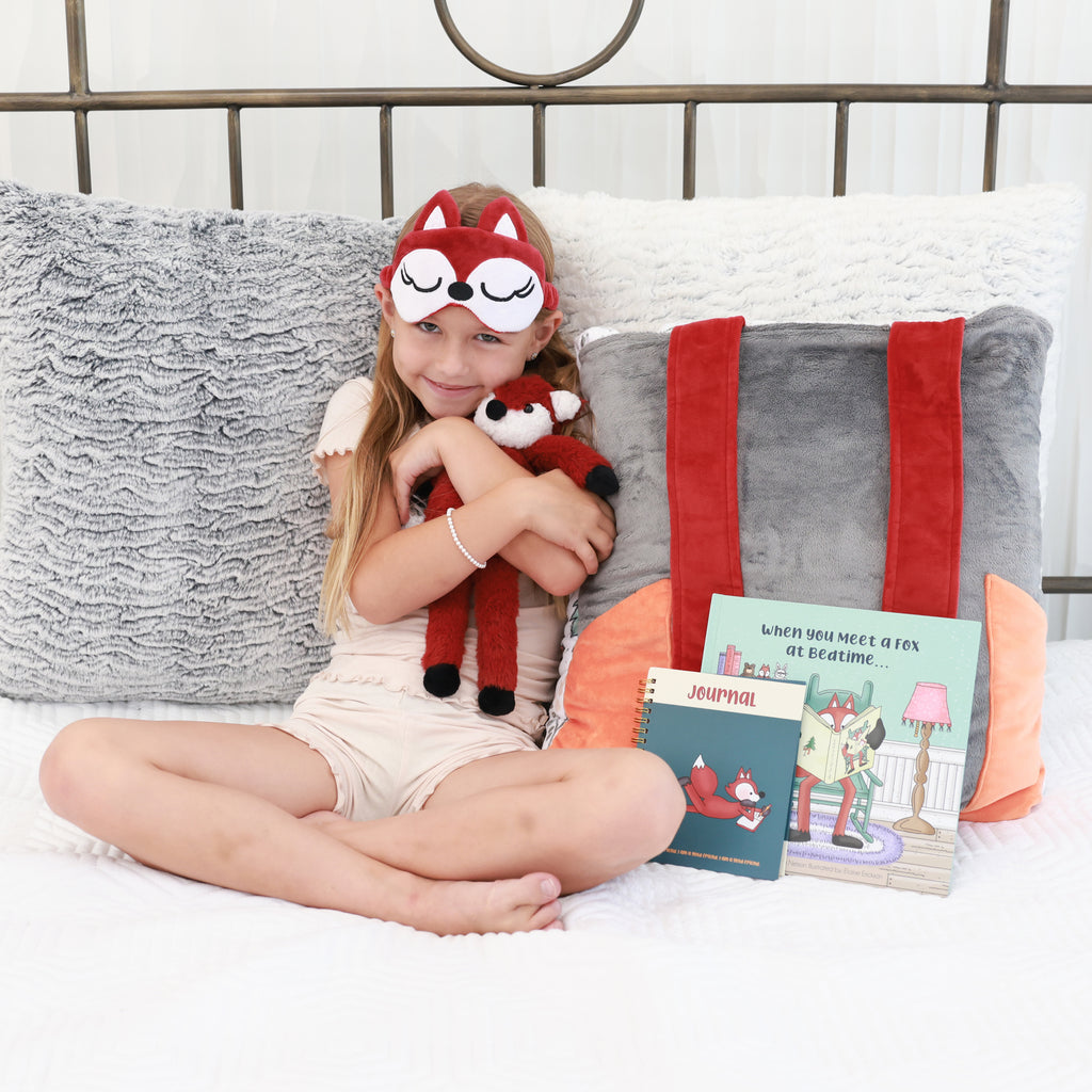 HuggaBuddies Fox Stuffed Animal Set for Kids - Plush Animal with Blanket |  Fox Book with Stuffed Animal Set |  Wearable Blanket and Stuffed Toy Backpack 55" W x 72" | Fun Gift Idea for 10 Year Olds (Fox) 