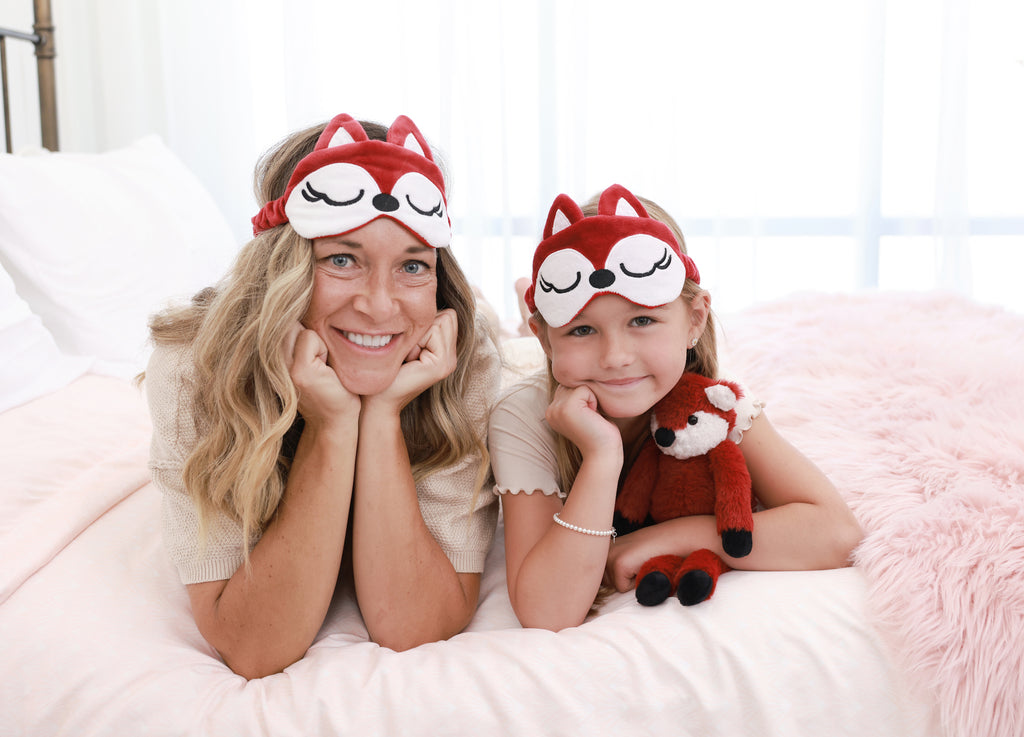 HuggaBuddies Minky Fox Sleep Mask - Fun Sleep Mask for Kids | Part of Fox Stuffed Animal Set | Fun Gift Idea for 10 Year Olds (~) | Most Comfortable Sleep Mask 6.75" W x 3.25" L (Fox) 